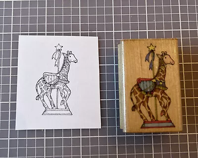 Hero Arts Carousel Giraffe D345 Rubber Stamp Merry-Go-Round Zoo Amusement Park • $5.49