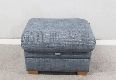 (042) Parker Knoll Blue Fabric Ottoman Storage Footstool • £195