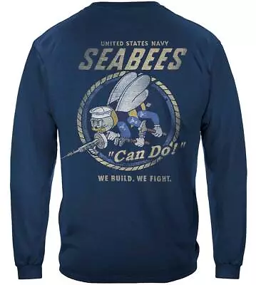 US Navy Vintage Sea Bees United States Navy Long Sleeve T-Shirt By Erazor Bits • $32.95