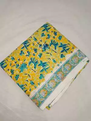 Print_300 Handmade Hand Block Flower Print Running Cotton Voile Fabric 5 Yard • $56