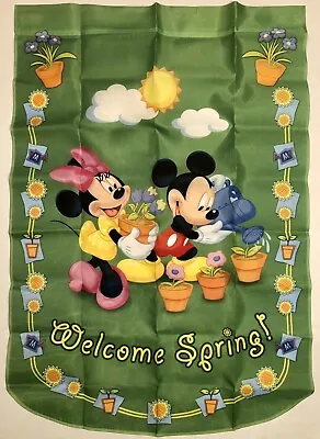 Disney Mickey Minnie Welcome Spring Flower Spring Garden Large Yard Flag Rare Nw • $44.87