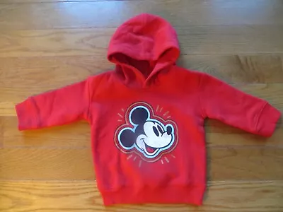 New Boy's  Disney Red Mickey Mouse Hooded Jacket Sweatshirt Size 4 5 7 8 • $17.99