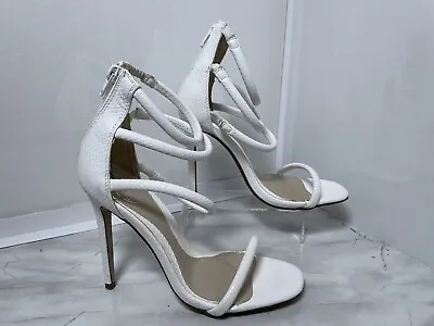 Misguided White Stiletto Faux Snakeskin Leather Look Shoes UK 4  • £15