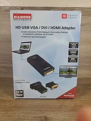 Diamond Multimedia BVU165 Full HD 1080P USB2.0 VGA/DVI/HDMI Adapter NIB • $25