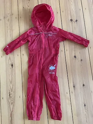 £10 • Buy Regatta Red Puddle Suit Boys Girls Waterproof All In One Rain Suit Kids Unworn
