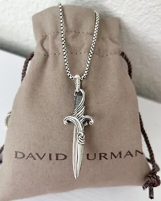 David Yurman Waves Dagger Sterling Silver 27-28  Box Chain Necklace For Men • $320