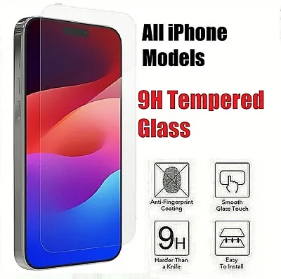 $7.99 • Buy For IPhone 15 14 13 12 11 Pro Xr Xs Max 7 8 Plus Tempered Glass Screen Protector