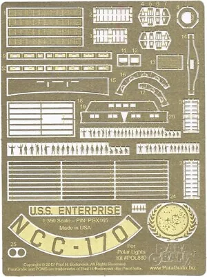 Star Trek - 1/350 Scale TOS Enterprise Supplimental Photoetch Set - PGX165 • $35.95