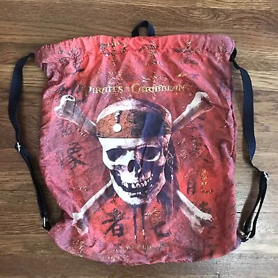 Disney Pirates Caribbean Drawstring Backpack Lightweight Skull Resort • $26.92
