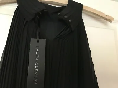 Stunning Laura Clement Pleated Chiffon Dress Size M In Black • £20