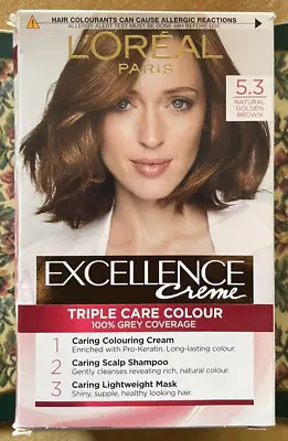 L'Oreal Excellence Creme 5.3 Natural Golden Brown Hair Dye BNIB • £9.50