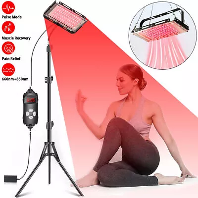 660+850nm Red Light Therapy Panel Full Body Pain Relief Infrared Heat Lamp Plug • £23.24