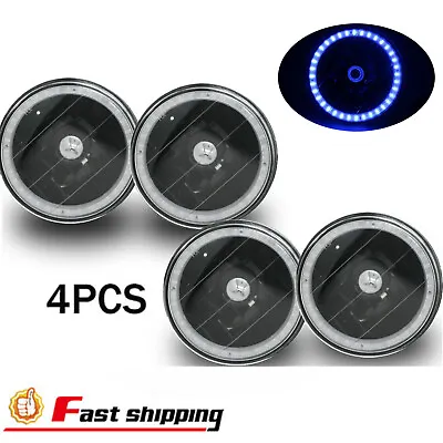 2xPairs 5.75  5-3/4  Round Blue LED Halo Sealed Beam Black Headlights Headlamps • $49.99