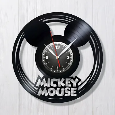 Mickey Mouse Vinyl Wall Clock Record Silent Clock Kids Room Decor Gift Blck Dial • $24.99