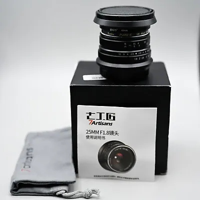 7Artisans 25mm F1.8 HD MC APS-C Lens M43 Mount Black • $65