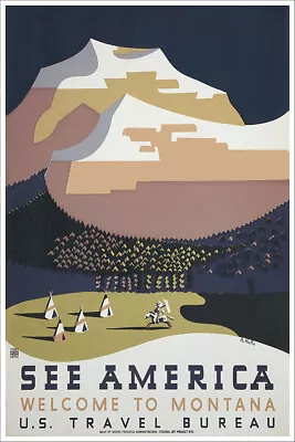 See America Welcome To Montana WPA Vintage Travel Poster • $9.99