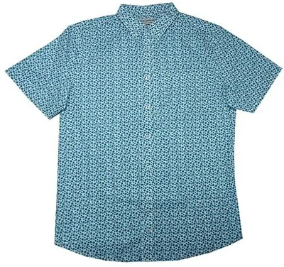 Nick Graham Everywhere Men's Cotton Stretch S/S Button Down Shirt In Turquoise • $14.20