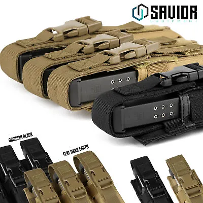 [MOLLE] Single/Triple .22 P5 9mm Ammo Tactical Pistol Mag Pouch Magazine Flap • $9.99