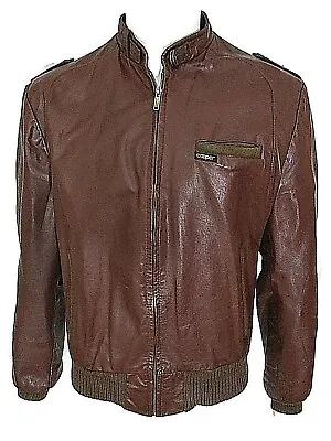 Vintage Cooper Made In USA Brown Leather Café Racer Lined 42L • $74.95