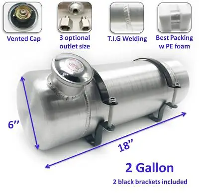 2 Gallon 6'' X 18  1/4 NPT Outlet End Fill Spun Aluminum Gas Tank / Fuel Tank  • $84.70