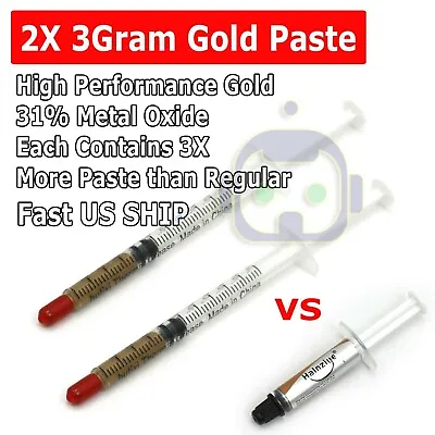 $3.99 • Buy (2 Pack) Gold Thermal Grease CPU Heatsink Compound Paste Syringe 2X