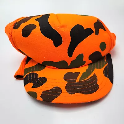 Camouflage Winter Stocking Hat Cap Orange Fitted Medium Vtg Usa O2D • $8.09