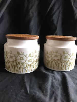 2 X Hornsea Fleur 70's Vintage  Pottery Canisters Retro Kitchen... • £20