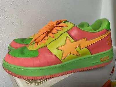 A BATHING APE Bapesta Sneaker Shoes Green/Red/Yellow Low US9.5 Used From Japan • $481.25