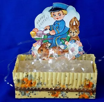 RARE VTG 1940S Nos EASTER GREETING CANDY CONTAINER CREPE PAPER  PARTY FAVOR • $69