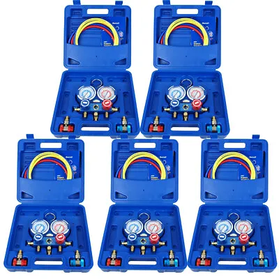 5*3 Digital R134a R410a R22 A/C HVAC Refrigeration KIT Manifold Vacuum Gauge Set • $202.58