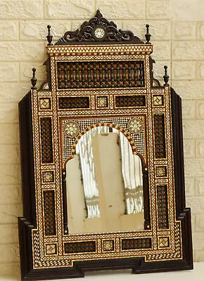 40  Height Morocco Wood Wall Hanging Mirror Frame Mother Of Pearl Inlay • $548.90