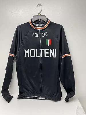 Men's Retro Molteni Long Sleeve Cycling Jersey (Flence) Size L Black • $39.99