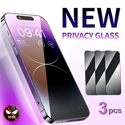 $10.99 • Buy 3-Pack Anti Spy Privacy Glass Screen Protector For IPhone 14 13 12 Pro XS Max  