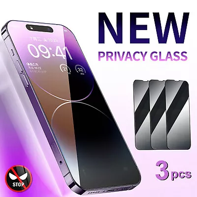 $10.99 • Buy 3-Pack Anti Spy Privacy Glass Screen Protector For IPhone 14 13 12 Pro XS Max  