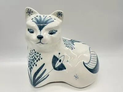 David Sharp For Rye Pottery Blue And White Model Of A Cat • £44.95