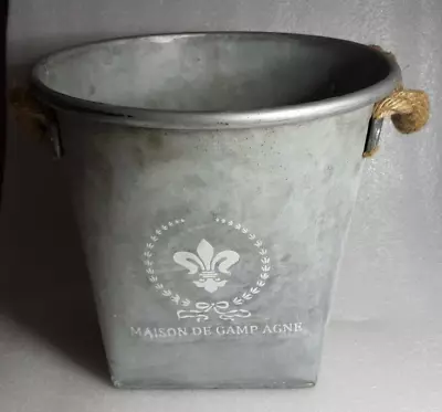 Maison De Campagne Galvanized Metal Ice Champagne Bucket With Rope Handles • $20