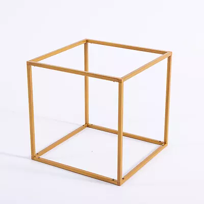 2 Pcs 12  Tall Matte Gold Geometric Cube Metal Stands Wedding Party Vase Holders • $26