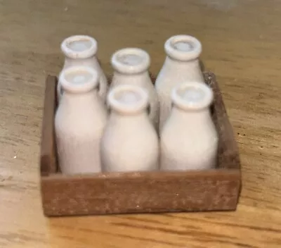 Dollhouse Miniature Wood Milk Jugs/Milk Bottles In A Wood Crate • $4.99