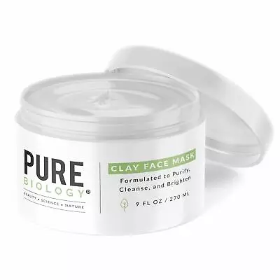 Pure Biology Clay Face Mask Hydrolyzed Collagen Purify Cleanse Brighten 05/22 • $27.98