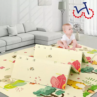 2 Sided Baby Foam Play Mat Foam Crawling Soft Blanket Cartoon Waterproof Picnic • £26.95