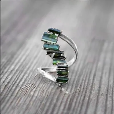 Natural Multi Tourmaline Gemstone Handmade Vintage Boho Statement Ring Jewelry • $20.68