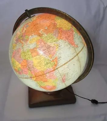 Vtg Replogle Library Globe 12  Illuminated Brueckmann • $55