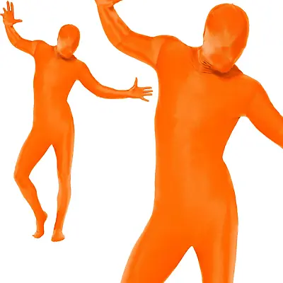 Mens Second Skin Orange Bodysuit Lycra Fancy Dress Party Costume Outfit ML • £12.99