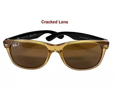 Ray-ban RB 2132 945/57 New Wayfarer Sunglasses Honey Brown 55mm Cracked Lens • $60