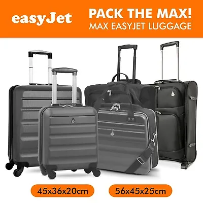 EasyJet 45x36x20 & 56x45x25 Max Large Cabin Hand Luggage Suitcase Trolley Bags • £19.99