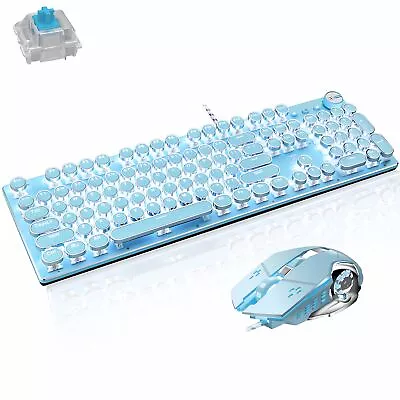 Mechanical Gaming Keyboard And Mouse Combo Retro Steampunk Vintage Typewrite... • $88.04