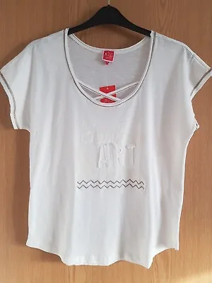 £13.99 • Buy Miss Captain Off-White Short Sleeves T-Shirt Size 8/10 Cotton Arty Details BNWT 