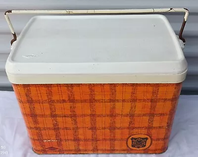 Willow Metal Esky Orange Tartan Design 50's 60's Made In Australia Retro Vintage • $20