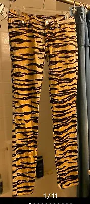 Rare Vintage Dolce And Gabbana Tiger Stripe Skinny Jeans Size 27 XS • $99