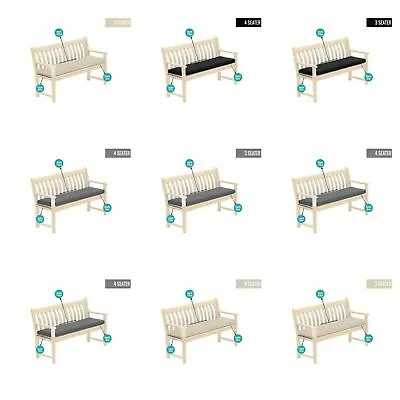 Outdoor 2 3 4 Seater Bench Pad Water Resistant Fabric Garden  Seat Cushion • £22.99